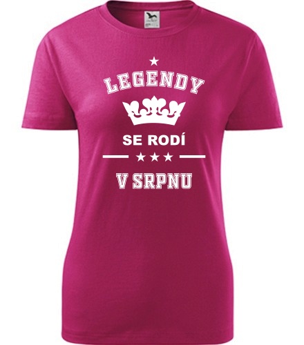 Purpurové dámské tričko Legendy se rodí v srpnu