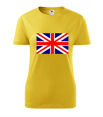 Žluté dámské tričko s anglickou vlajkou dámské