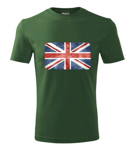 Lahvově zelené tričko s anglickou vlajkou pánské