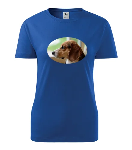 Modré dámské tričko s bíglem