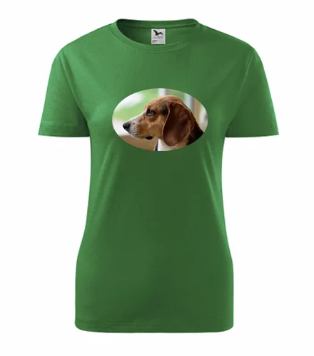 Zelené dámské tričko s bíglem
