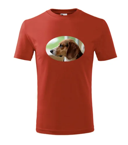 Červené dětské tričko s bíglem