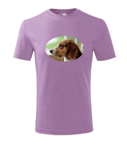 Fialové dětské tričko s bíglem