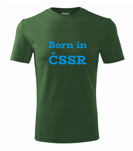 Lahvově zelené tričko Born in ČSSR
