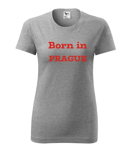 Šedé dámské tričko Born in Prague