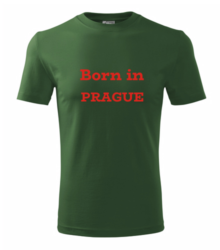 Lahvově zelené tričko Born in Prague