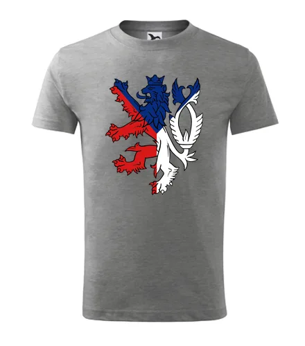 Šedé dětské tričko s s českým lvem