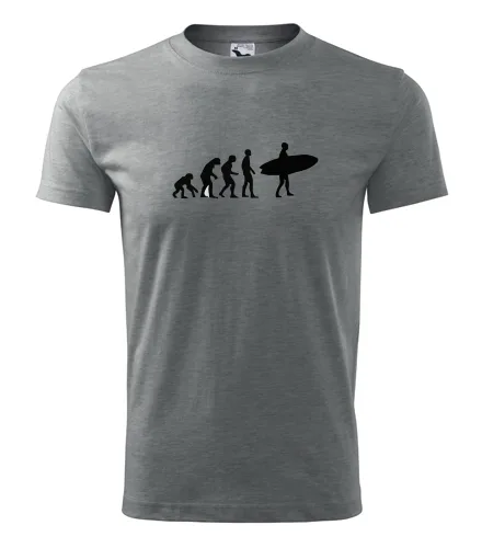 Šedé tričko evoluce surfař
