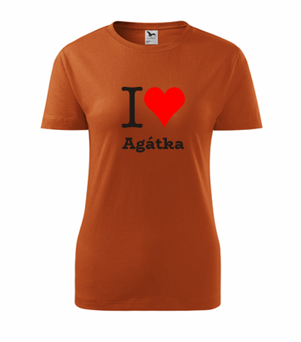 Oranžové dámské tričko I love Agátka