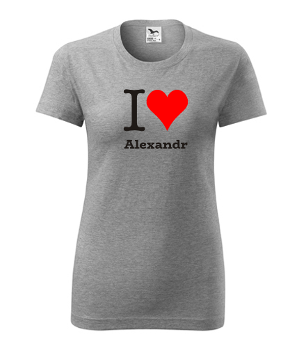 Šedé dámské tričko I love Alexandr