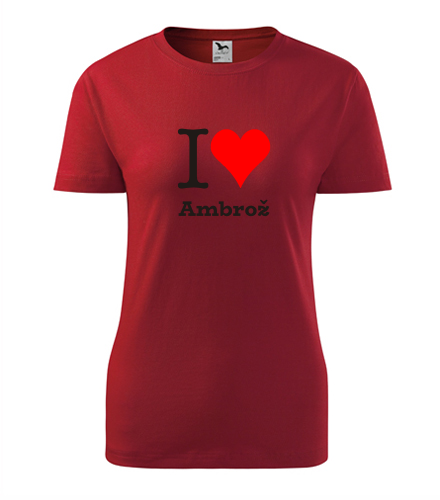 Červené dámské tričko I love Ambrož