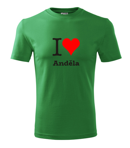 Zelené tričko I love Anděla