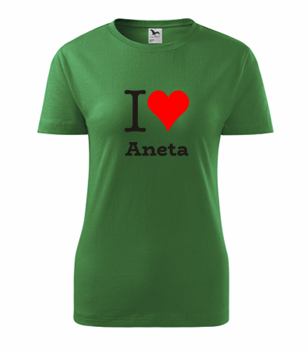Zelené dámské tričko I love Aneta