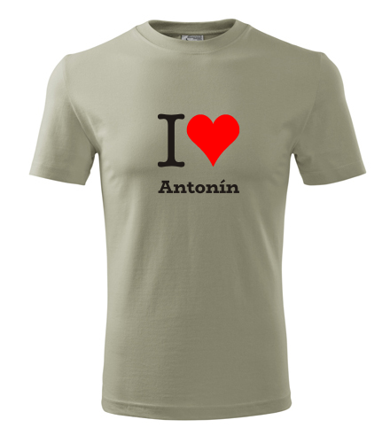 Khaki tričko I love Antonín
