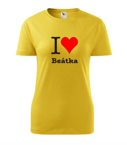 Žluté dámské tričko I love Beátka