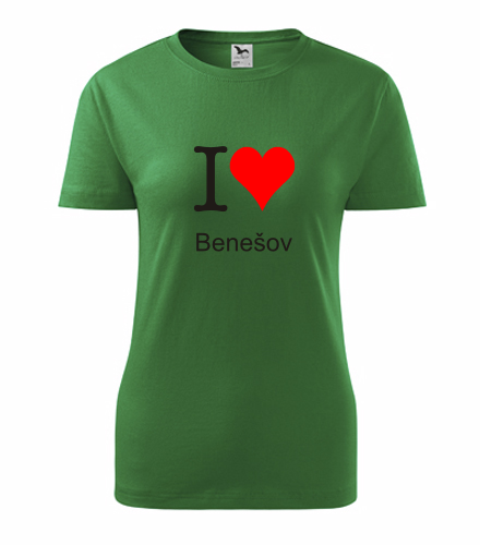Zelené dámské tričko I love Benešov