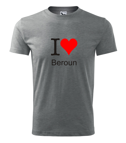 Šedé tričko I love Beroun