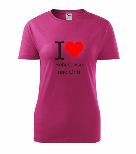 Purpurové dámské tričko I love Bohušovice nad Ohří