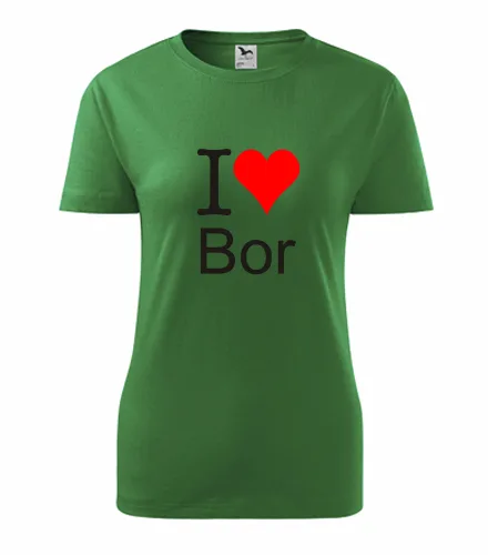 Zelené dámské tričko I love Bor