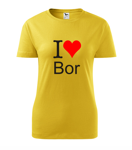 Žluté dámské tričko I love Bor