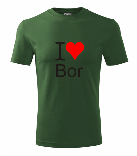 Lahvově zelené tričko I love Bor