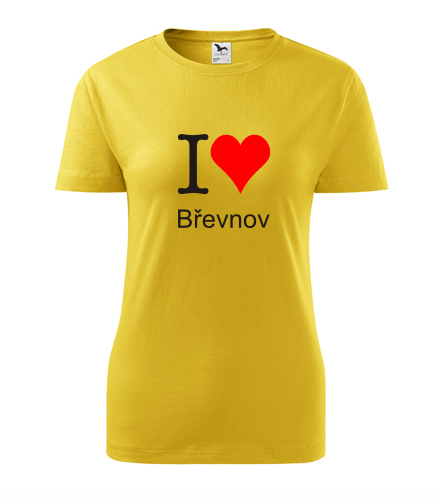Žluté dámské tričko I love Břevnov
