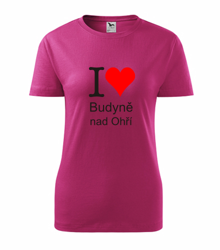 Purpurové dámské tričko I love Budyně nad Ohří