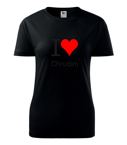 Černé dámské tričko I love Chrudim