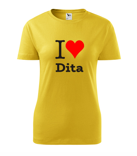 Žluté dámské tričko I love Dita