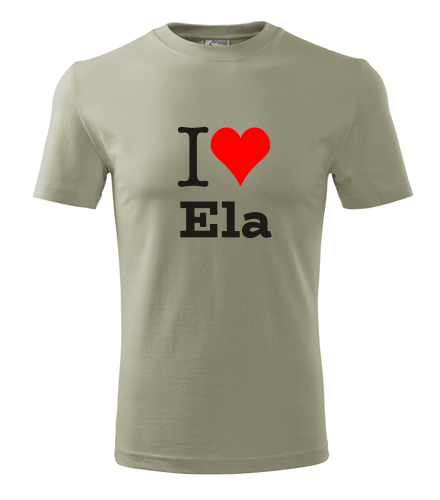 Khaki tričko I love Ela