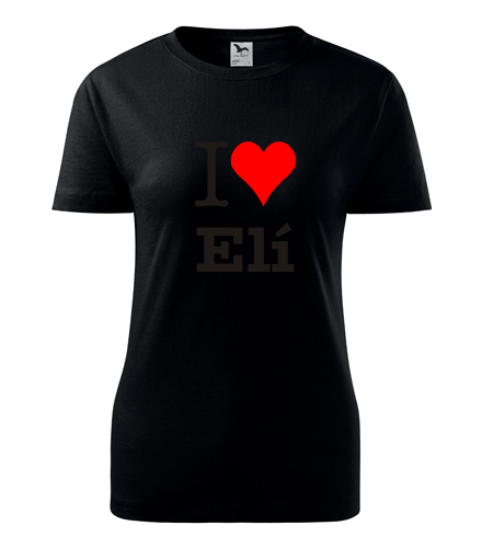 Černé dámské tričko I love Elí