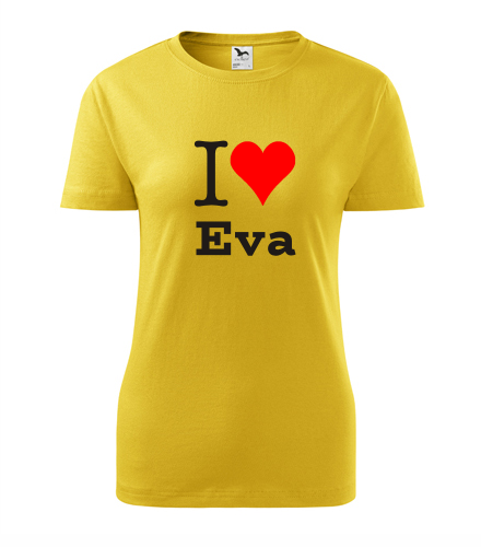Žluté dámské tričko I love Eva