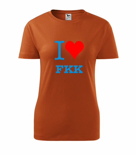 Oranžové dámské tričko I love FKK