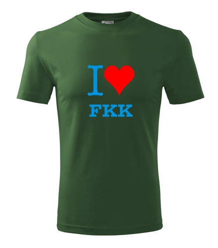 Lahvově zelené tričko I love FKK