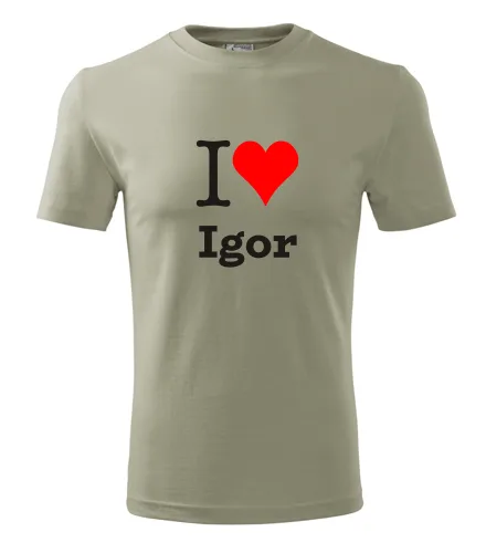 Khaki tričko I love Igor