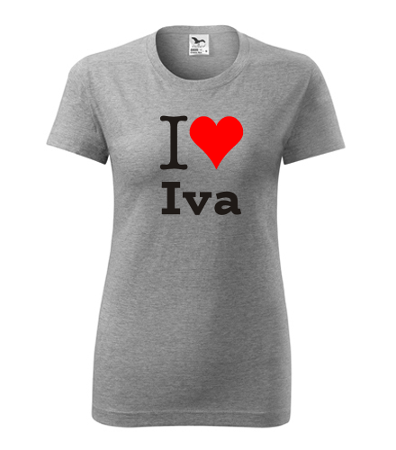 Šedé dámské tričko I love Iva
