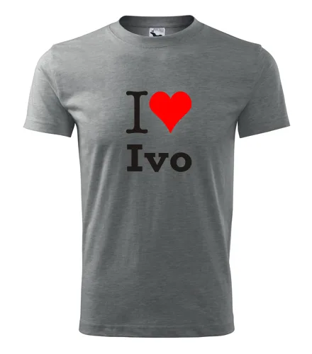 Šedé tričko I love Ivo