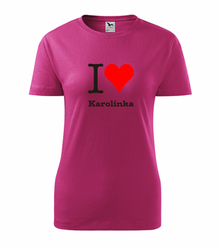 Purpurové dámské tričko I love Karolinka