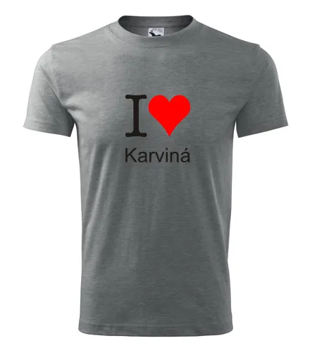 Sivé tričko I love Karviná