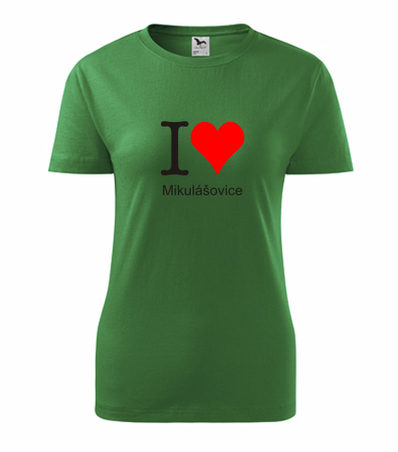 Zelené dámské tričko I love Mikulášovice