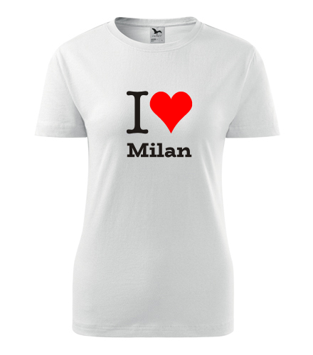 Bílé dámské tričko I love Milan