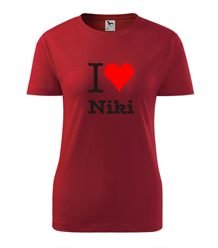 Červené dámské tričko I love Niki