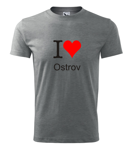 Šedé tričko I love Ostrov