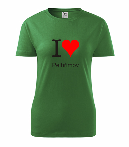 Zelené dámské tričko I love Pelhřimov