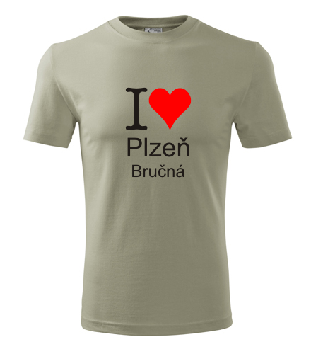 Khaki tričko I love Plzeň Bručná