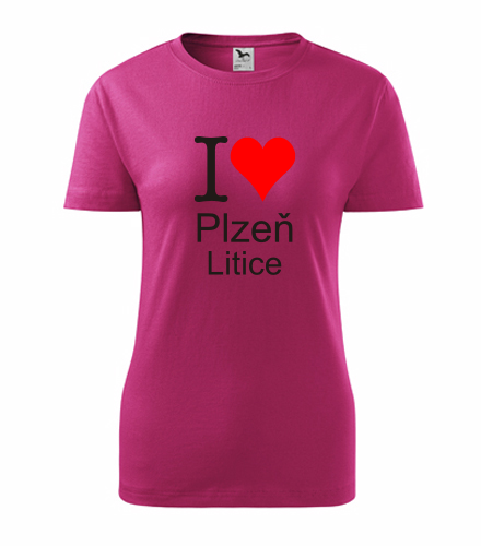 Purpurové dámské tričko I love Plzeň Litice