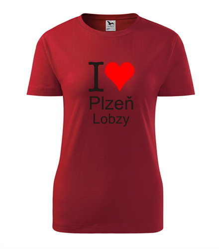 Červené dámské tričko I love Plzeň Lobzy