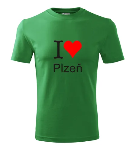 Zelené tričko I love Plzeň