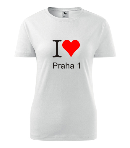Bílé dámské tričko I love Praha 1