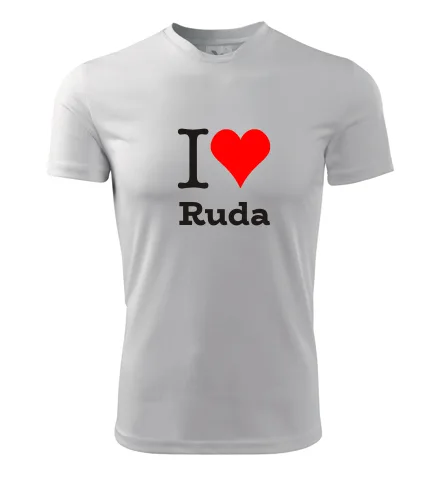 trička s potiskem Bílé tričko I love Ruda